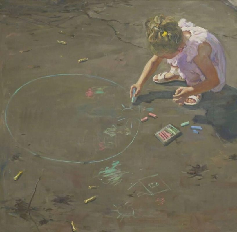 Девочка рисует Мир. Художник Алексей Крюков. Рисунок из открытых источников в интернете.