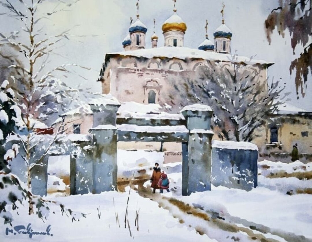 У церкви. Художник Модест Гаврилов.