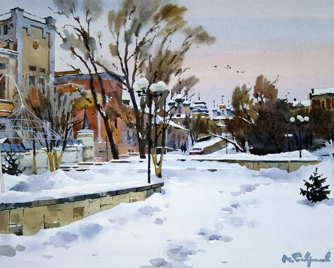 Зимний двор. Художник Модест Гаврилов.