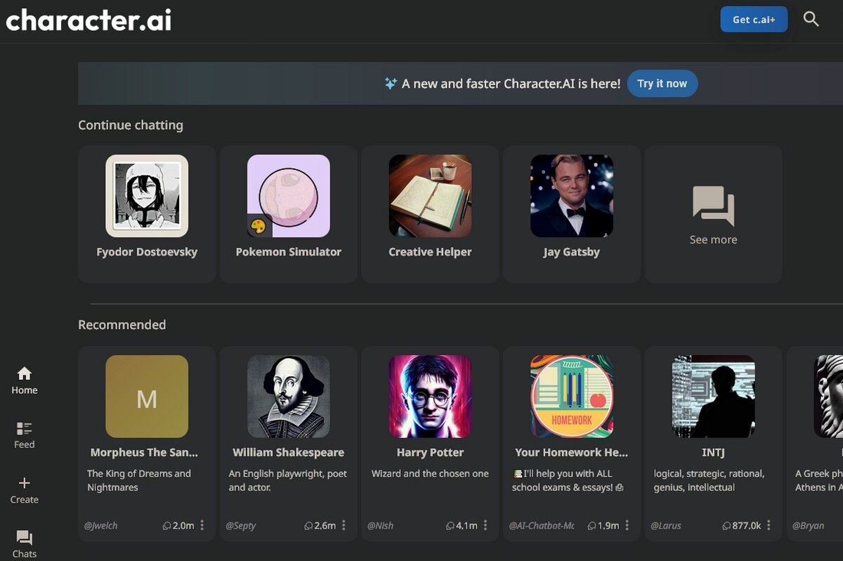 Главная страница. Источник: character.ai📷
