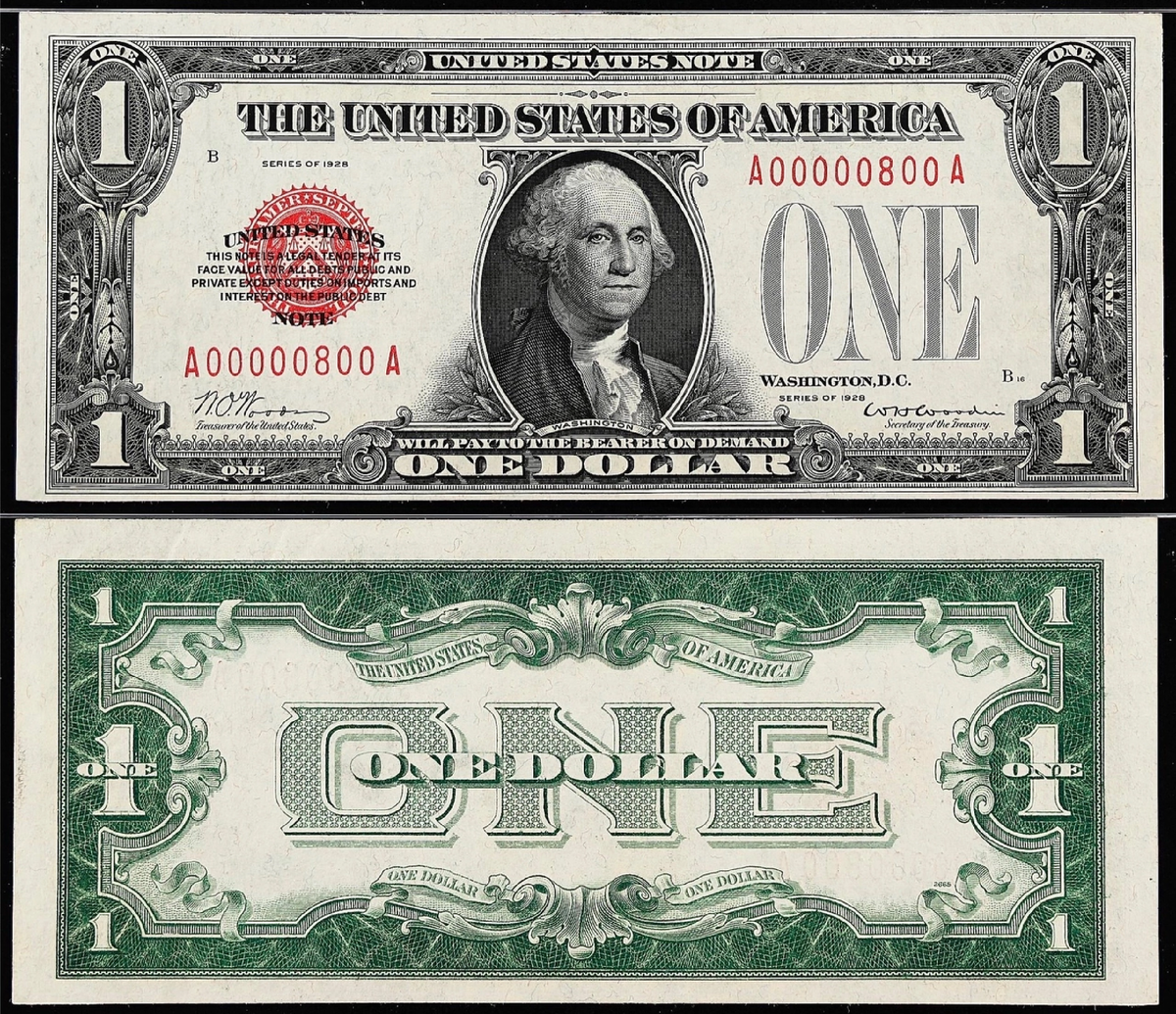 $1 Series of 1928 Funny Back
