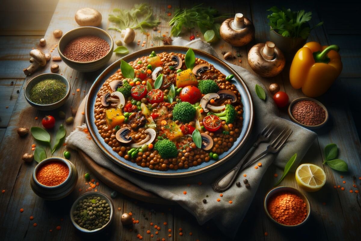 Чечевицу можно дополнить овощами и грибами. Источник нейросеть📷
