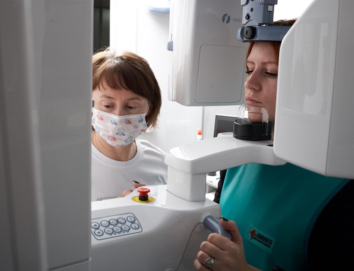 Пациент во время проведения компьютерной томографии