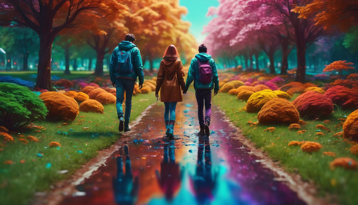 а мопс убежал в кустики, поэтому его не видно 