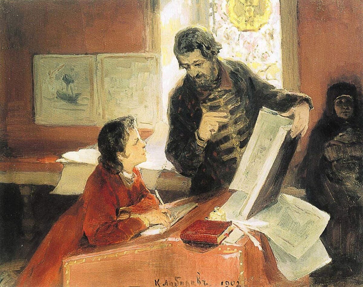 Никита Зотов обучает юного Петра