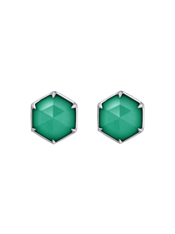 Серьги Stepheb Webster Deco Haze из белого золота с зеленым агатом