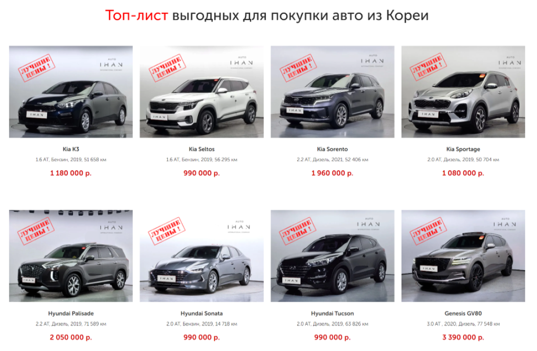 Топ-лист покупок авто в Корее