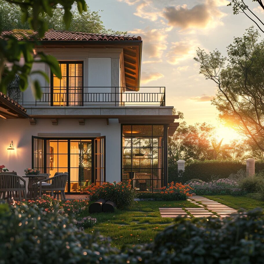 Интерьер загородного дома "связан" с участком