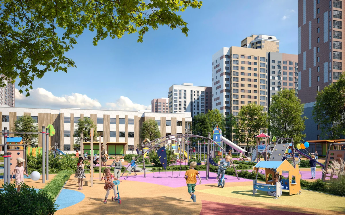 Прямо в ЖК построят четыре детских сада и две школы — отвести малыша в сад можно будет за несколько минут, а в школу ребенок сможет ходить сам по безопасной дороге внутри комплекса