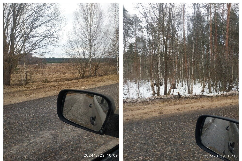 вид из машины.