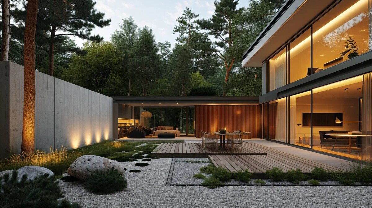 Дом и сад в участок в стиле минимализм