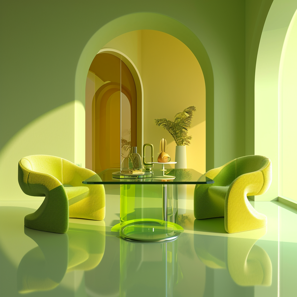 Яркий интерьер со стеклянными элементами