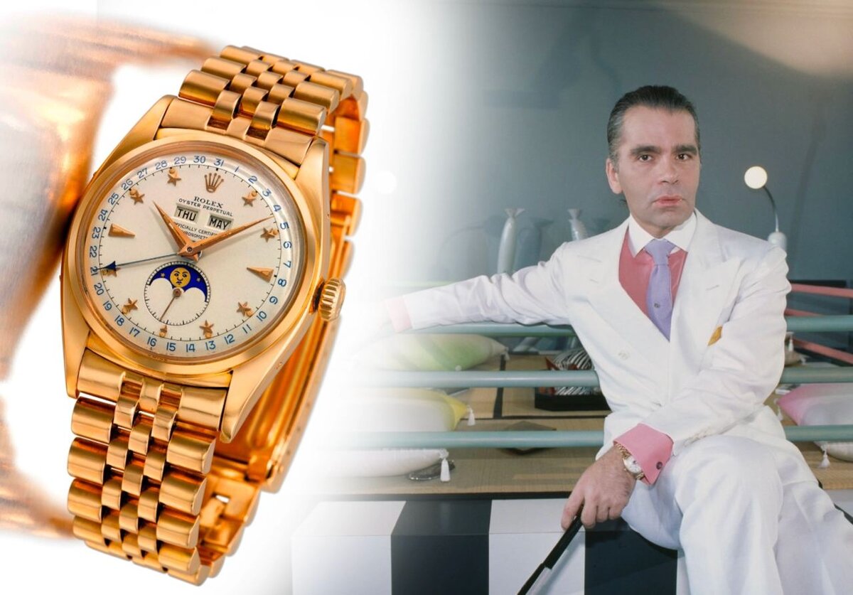 Rolex Stelline на запястье культового модельера - Карла Лагерфельда 