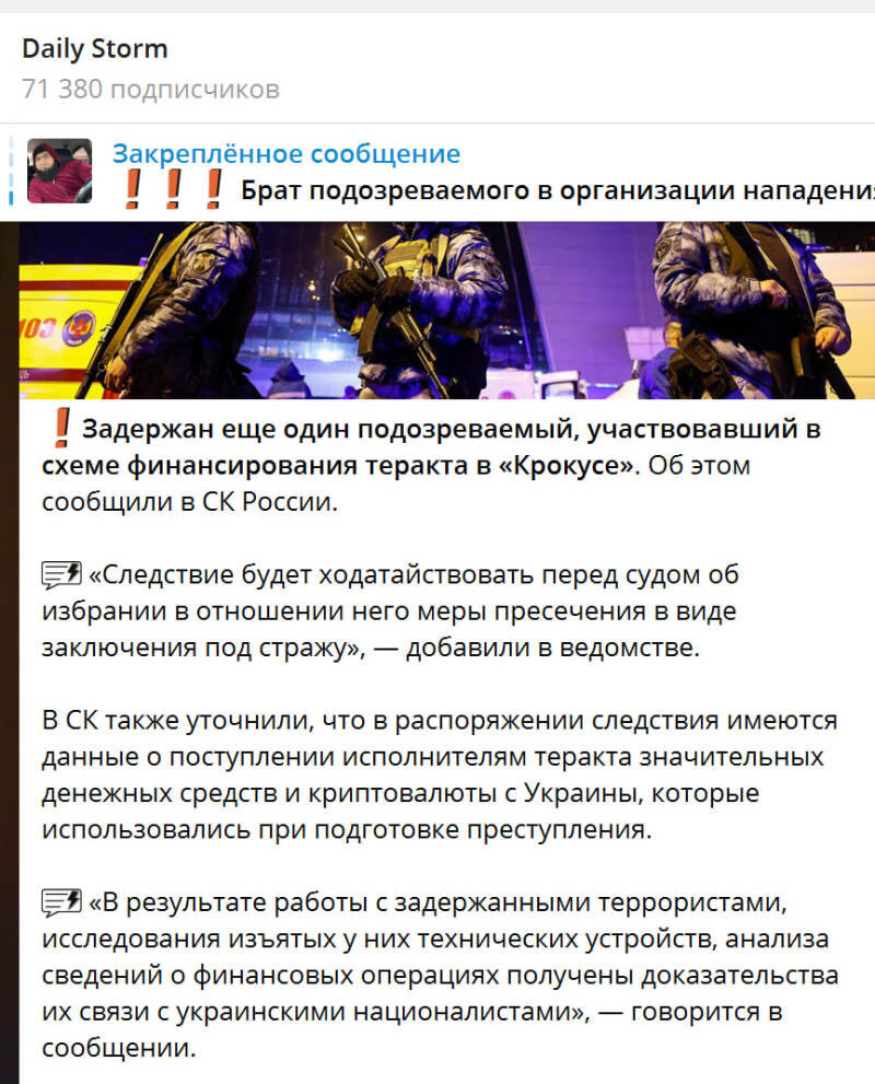    Скриншот: Daily Storm/Telegram