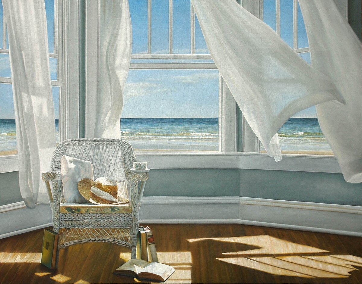 1. Картина художницы Карен Холлингсворт / Karen Hollingsworth под названием "Нежный читатель | 36 x 48 | Холст, масло