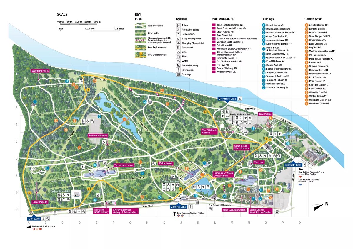 Карта Кью, источник: https://www.kew.org/kew-gardens/visit-kew-gardens/map