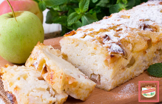 Запеканка из творога с яблоком и рисом