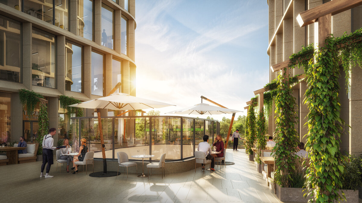 Терраса на территории бизнес-центра Upside Kuntsevo