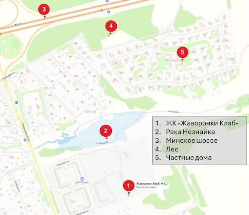 В 10 минутах ходьбы от комплекса останавливаются маршрутки, которые за полчаса дойдут до станций метро «Саларьево» и «Парк Победы»