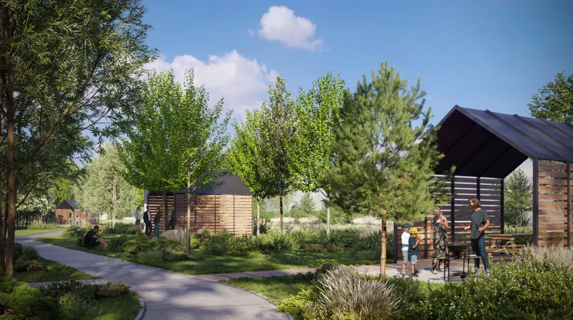 На территории ЖК зелено