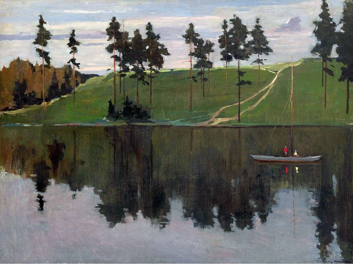 «На рыбацкой лодке. Вечер.» Георгий Нисский, 1964 год 