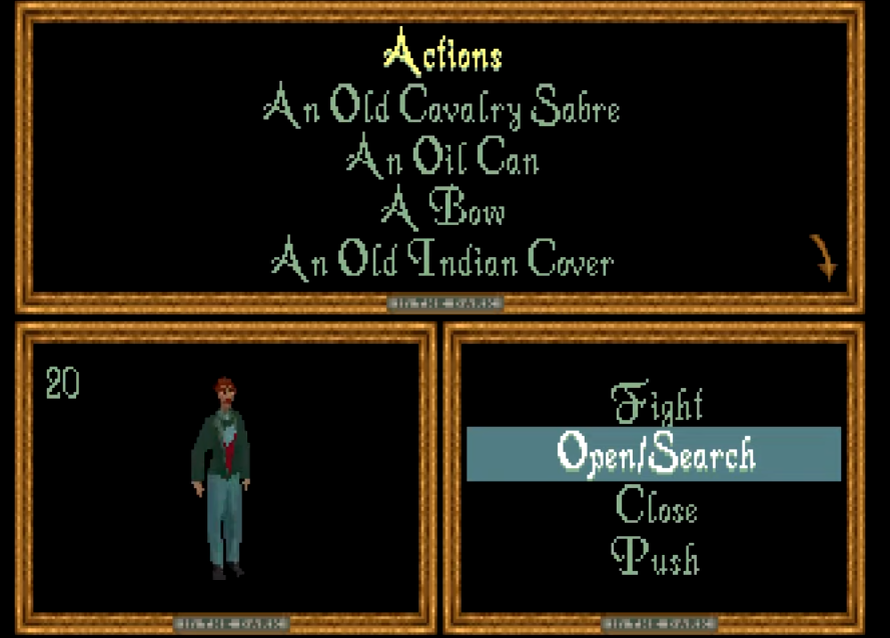 Скриншот игры. Можно было выбрать действие и предметы.