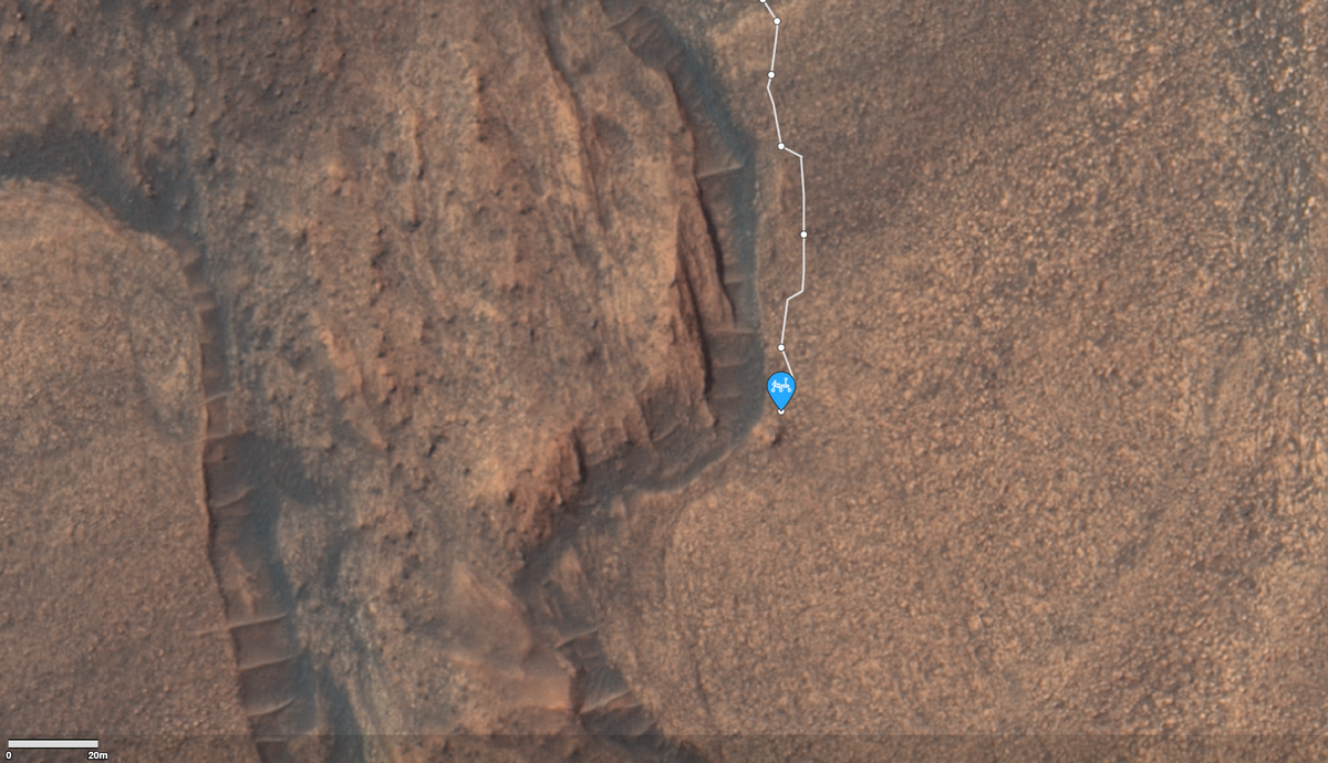 4139-00 вид вблизи. Последний переход ровера составил 16,8 метра, предпоследний - 28,7 метра.