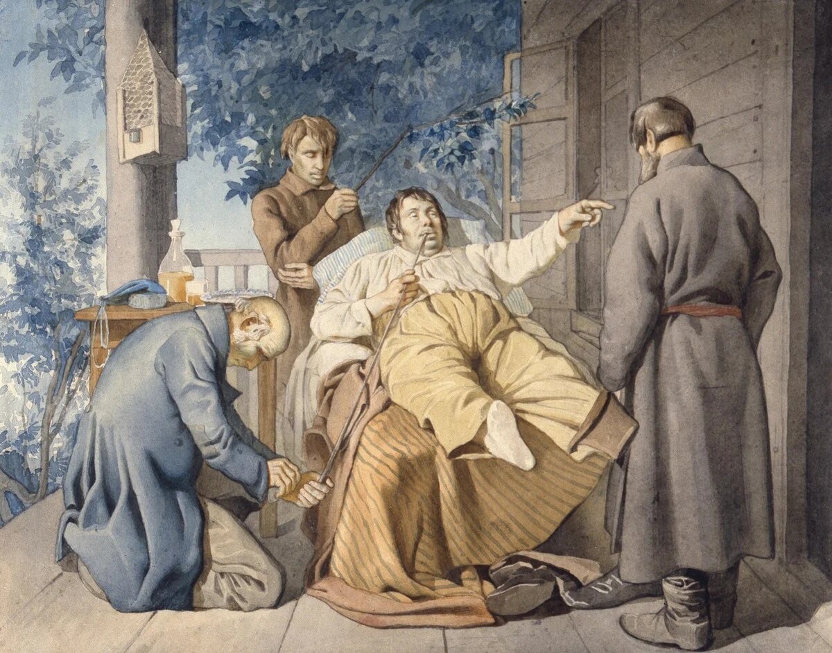 Отдых помещика. Художник: К. А. Трутовский, 1853 год.