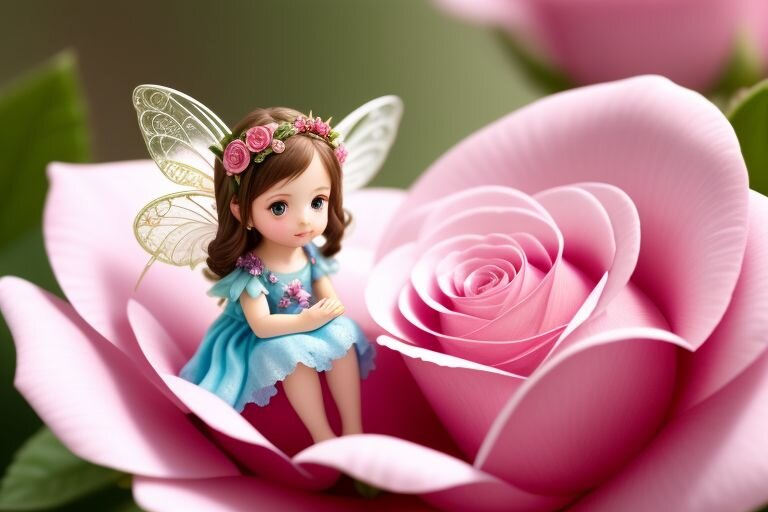 Фэнтези. Маленькая цветочная фея Лаириэль («дочь лета»). Создана ИИ (нейронная сеть).
