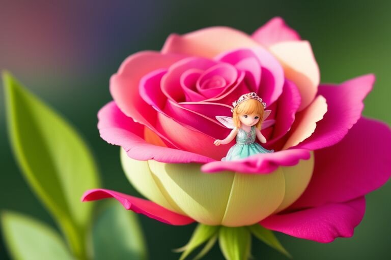 Фэнтези. Маленькая цветочная фея Лаириэль («дочь лета»). Создана ИИ (нейронная сеть).