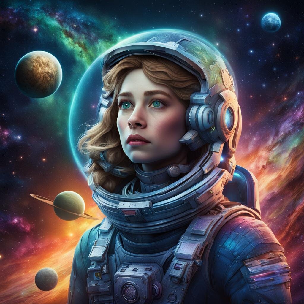“Meet Aurora Stardust, a fearless space explorer with an insatiable curiosity and a heart as vast as the cosmos. With eyes that sparkle like distant stars and a mind as sharp as a supernova, Aurora travels through galaxies, uncovering hidden mysteries and forging new alliances among the stars.”