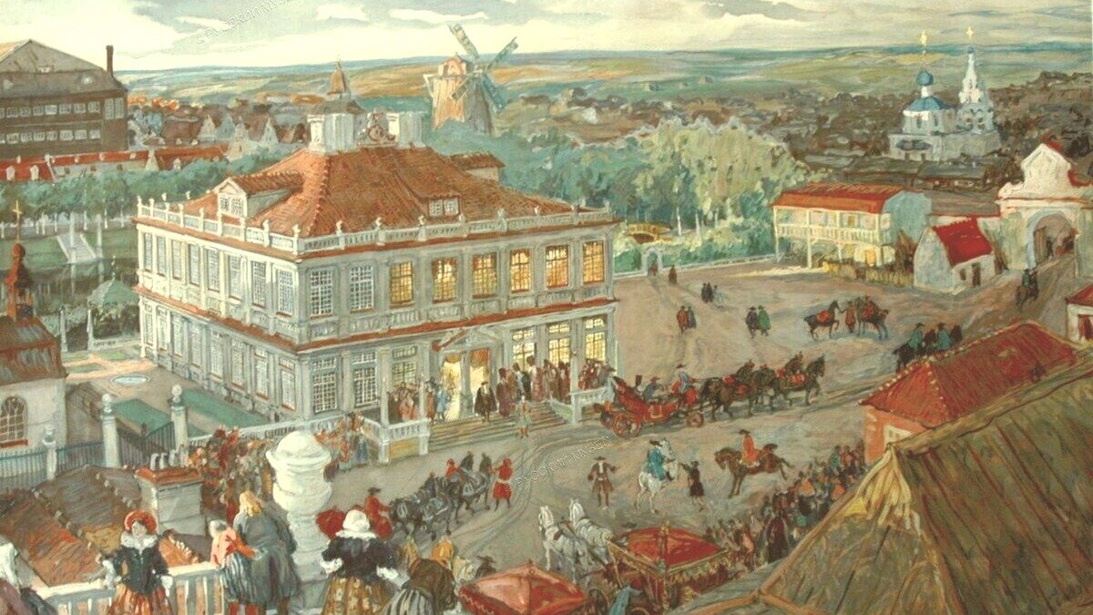 картина "В немецкой слободе", Александр Николаевич Бенуа, 1909 год