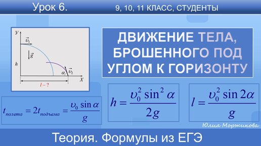 6. Движение тела, брошенного под углом к горизонту. Горизонтальный бросок. Подготовка к ЕГЭ | Физика | Экзамен