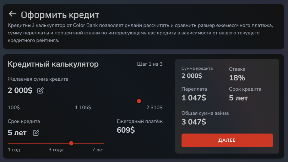 Кредитный калькулятор