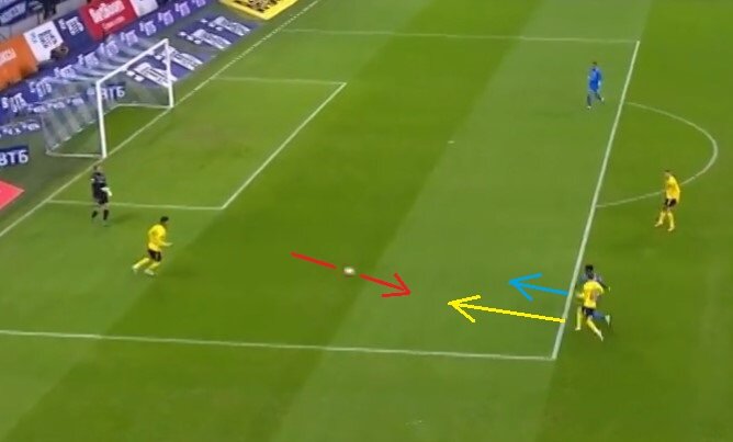 Ростовчане перехватывают мяч у динамовцев, после чего счет станет 0:1.