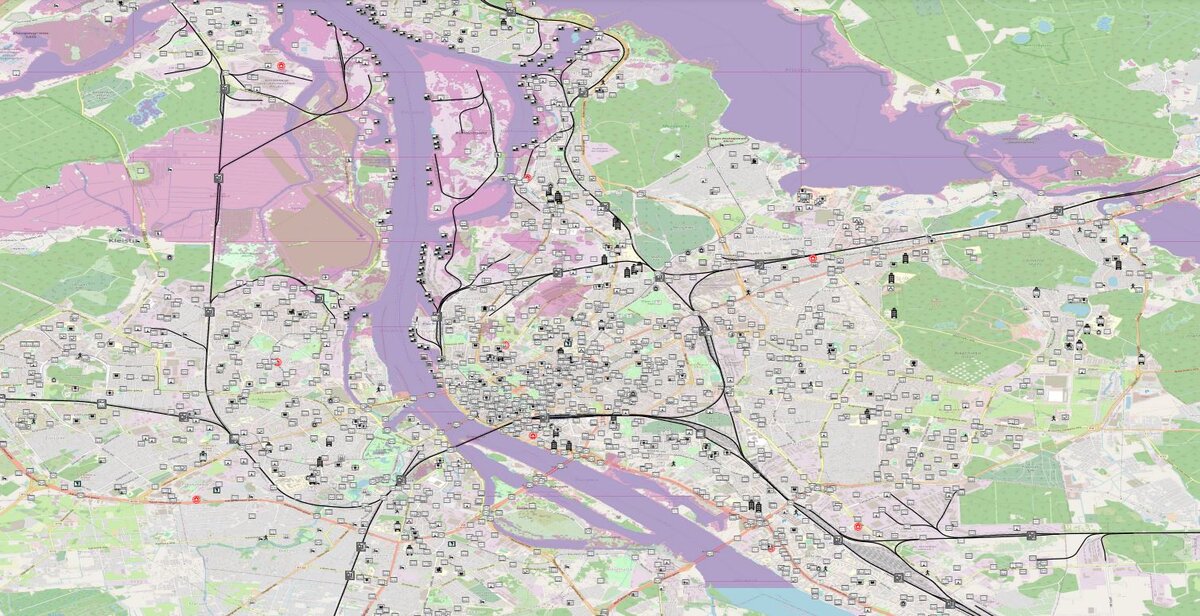 Фрагмент подготовленной рижскими властями карты, которая поможет горожанам в случае ЧП / © Rīgas dome 