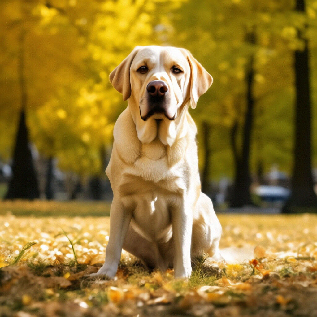 Попросила картинку "Лабрадор в парке"...