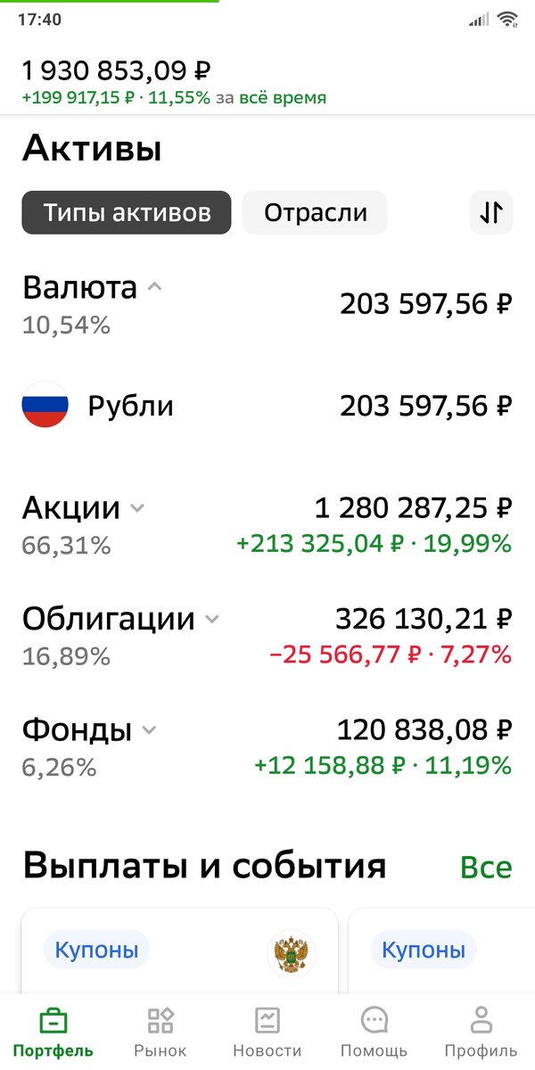 Мой портфель по состоянию на 30.03.2024