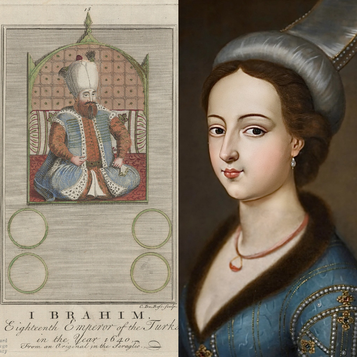 изображение султана Ибрагима I и портрет Хатидже Махпейкер Кёсем Султан