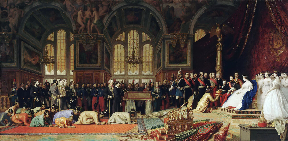 Napoleon III receiving the Siamese embassy at the palace of Fontainebleau in 1864 (худож. Jean-Léon Gérôme)