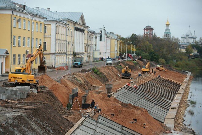 Строительство новой набережной реки Вологды. 2015 год
© Владимир Смирнов / ТАСС