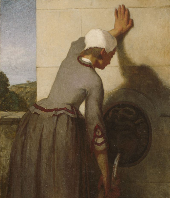 Уильям Моррис Хант. Девушка у источника. Фрагмент.