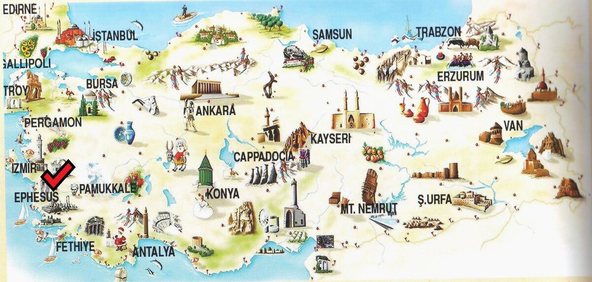 Эфес на карте Турции