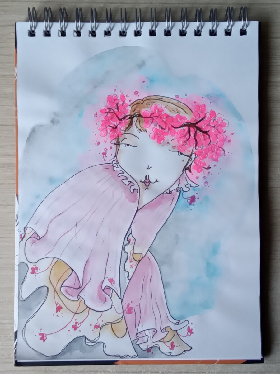 Авторская иллюстрация "Венок из сакуры"