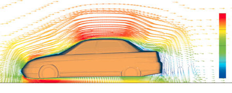 Распределение давления воздуха на движущийся автомобиль