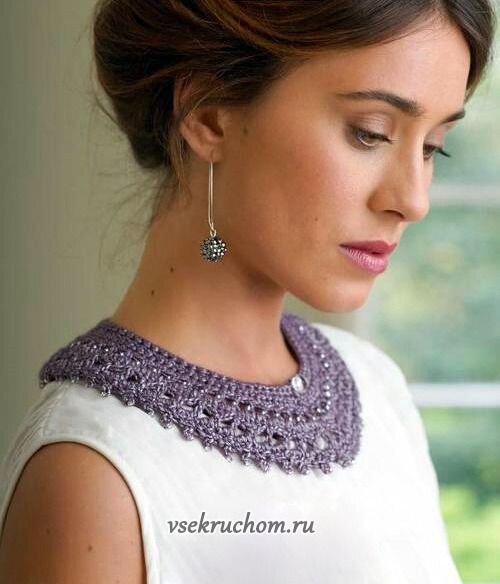 Вязаные воротнички со схемами