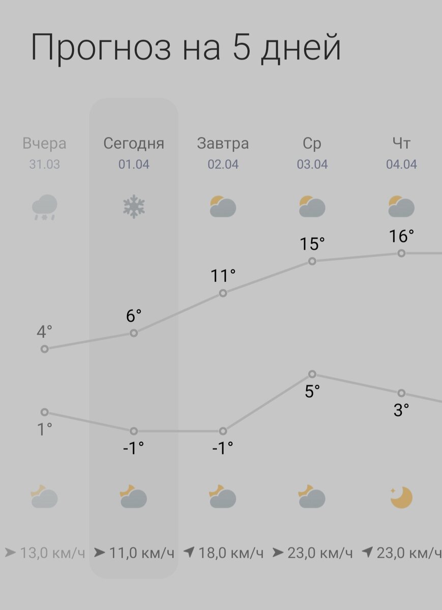 Прогноз на пять дней