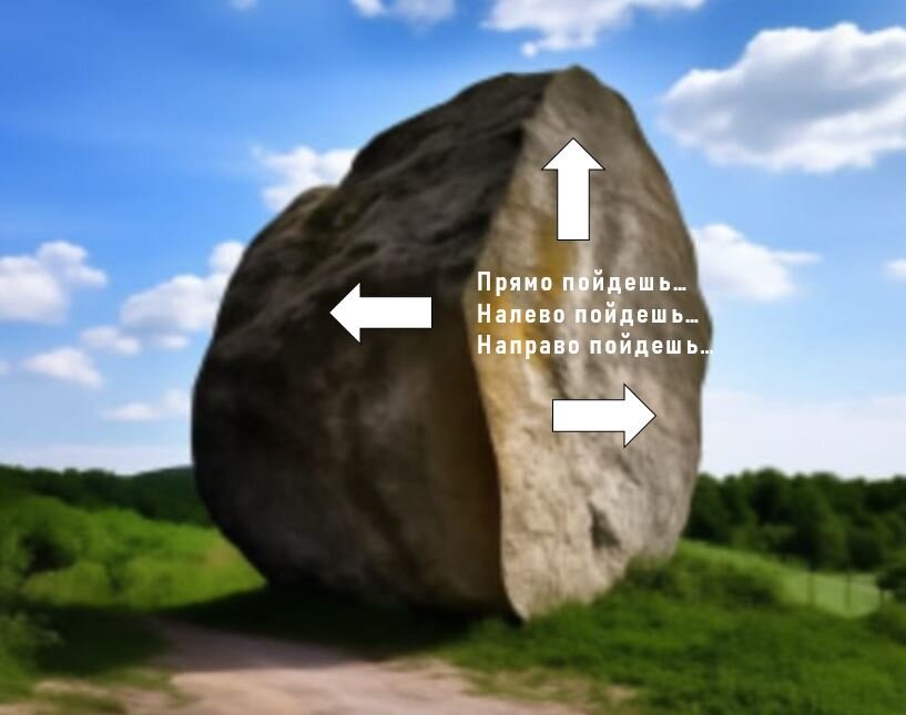 "На развилине путей-дорог лежит Вещий камень, а на нём надпись..." 