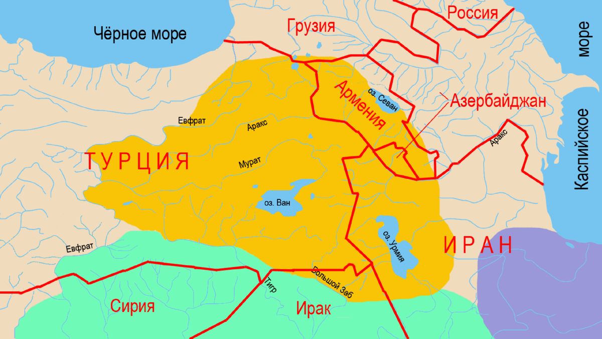                                 Территория Урарту на современной политической карте