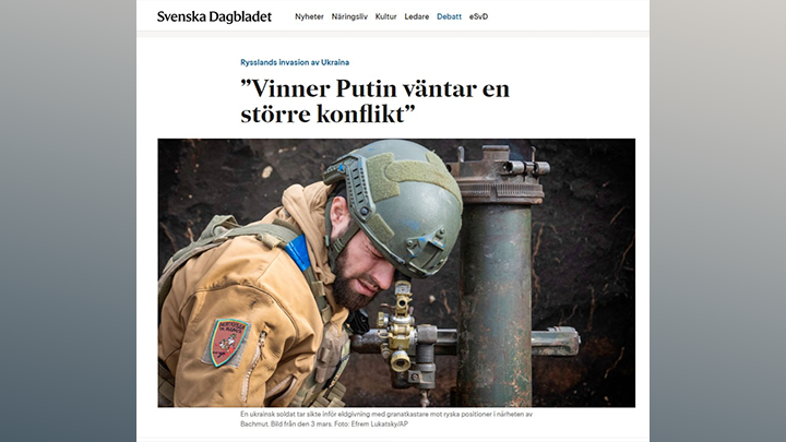    "Беспроигрышный вариант, Путин ждет крупного конфликта". Скриншот Svenska Dagbladet